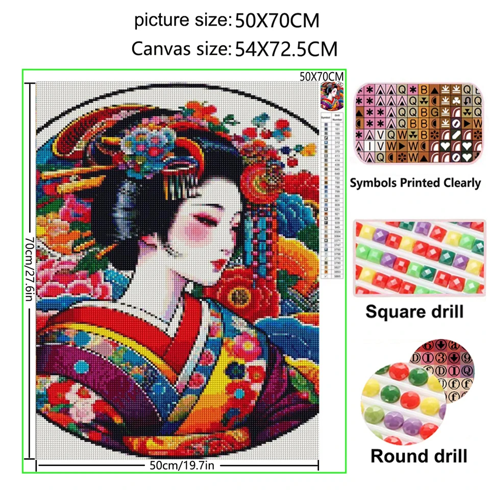 

5DDIY алмазная живопись японское кимоно женское полная алмазная мозаика наборы для вышивки крестом винтажные картины со стразами ремесла Декор для дома