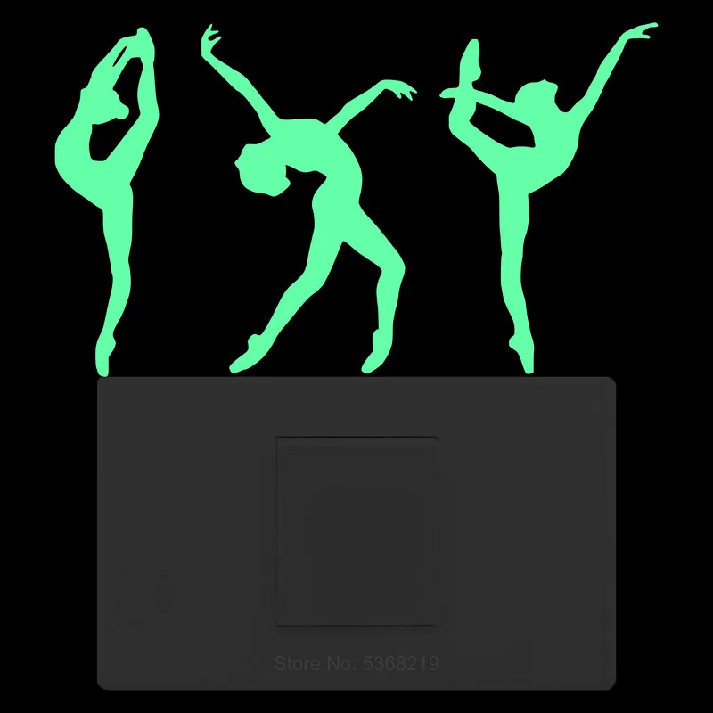 Ballerina Gymnastics Glow Stickers Ballet Dancer Wall Switch Decoration Kitchen Fridge Bathroom Door Table Desk Laptop Car Decal