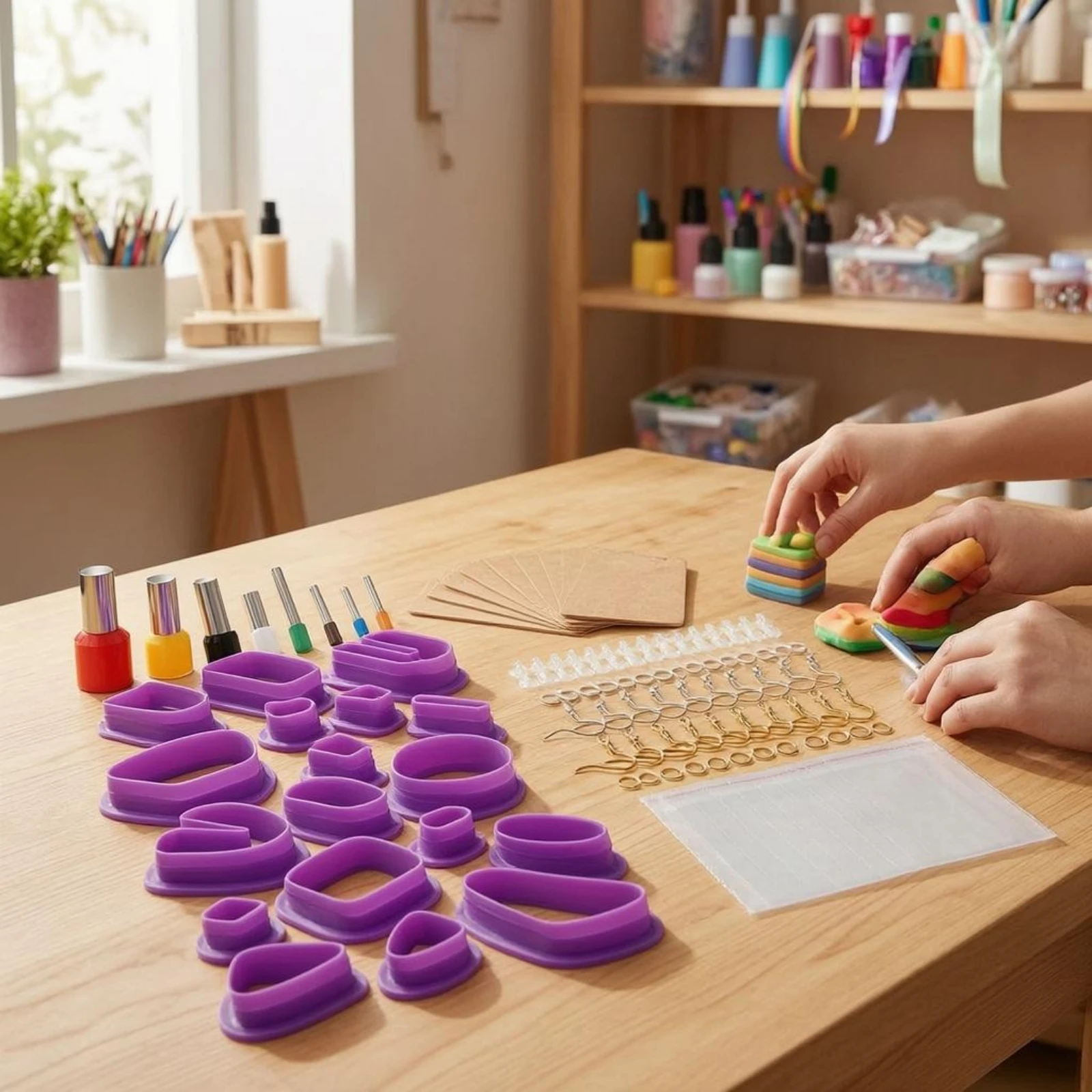 

126 Pieces Clay Crafting Tool Set Geometric Jewelry Making Shapers Jewelry Making Tools Storage Bag Craft Supply