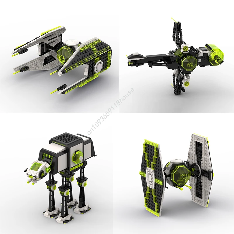 Image of MOC Science Fiction Film (STAR BATTLE) Space Blacktron II Starfighter Special Edition Baustein Modell Spielzeug Festival Geschenke