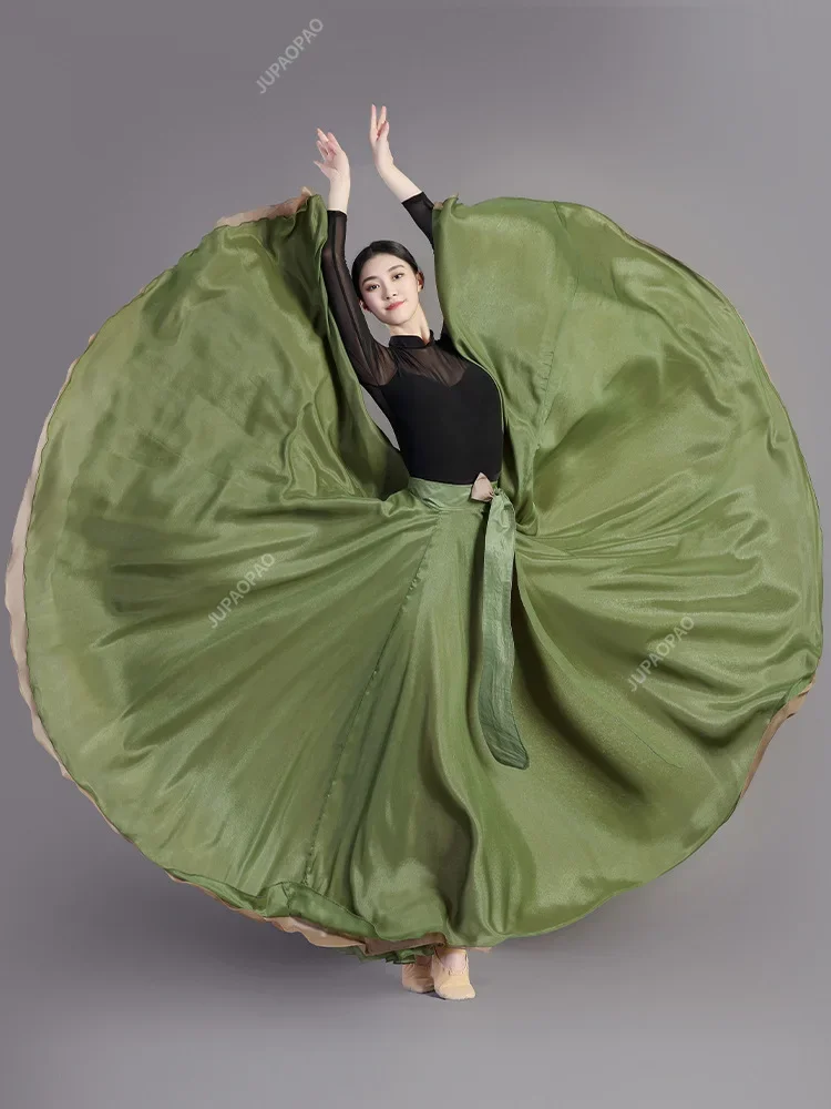 Jupe en mousseline de soie résistante pour femme, costume de danse de ballet, tenue d'entraînement de séparés euse gitane, jupe longue assortie, robes de soirée, 720