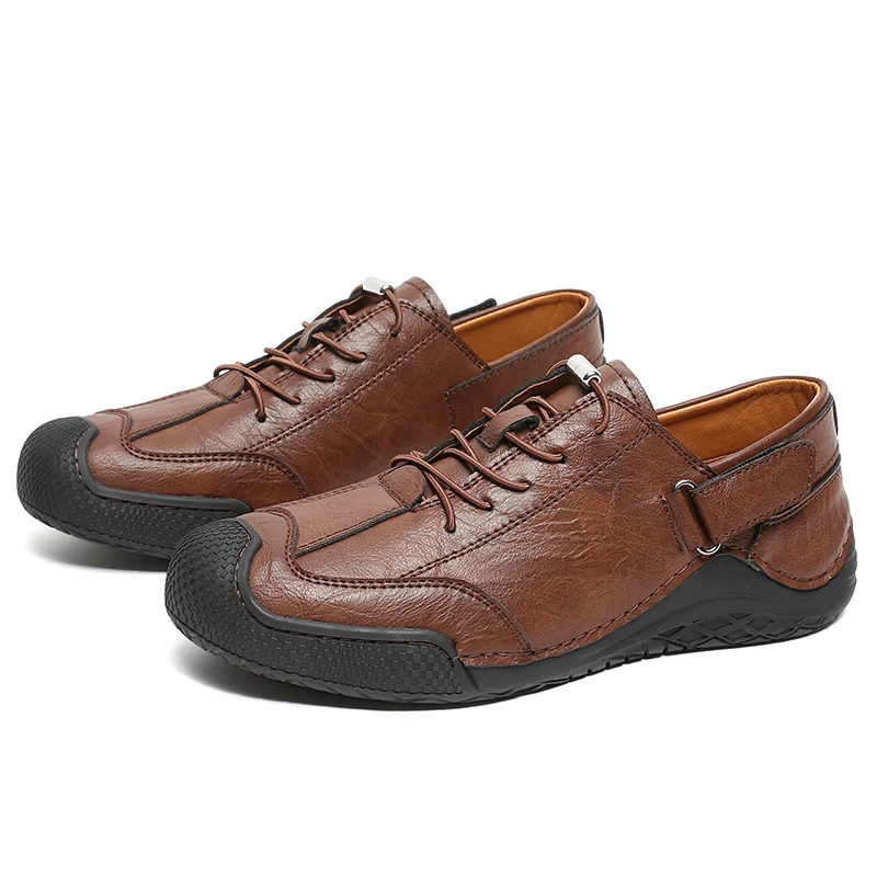 

GIOIO Модная мужская обувь ручной работы, повседневная обувь из шитой кожи, легкие и противоскользящие прогулочные туфли и обувь для вождения.