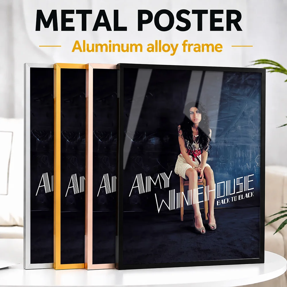 Amy Winehouse Back To Black Album Cover Framed Metal Print Customized Soul Legend Tribute Wall Art Ideal For Room Or Fan Gift