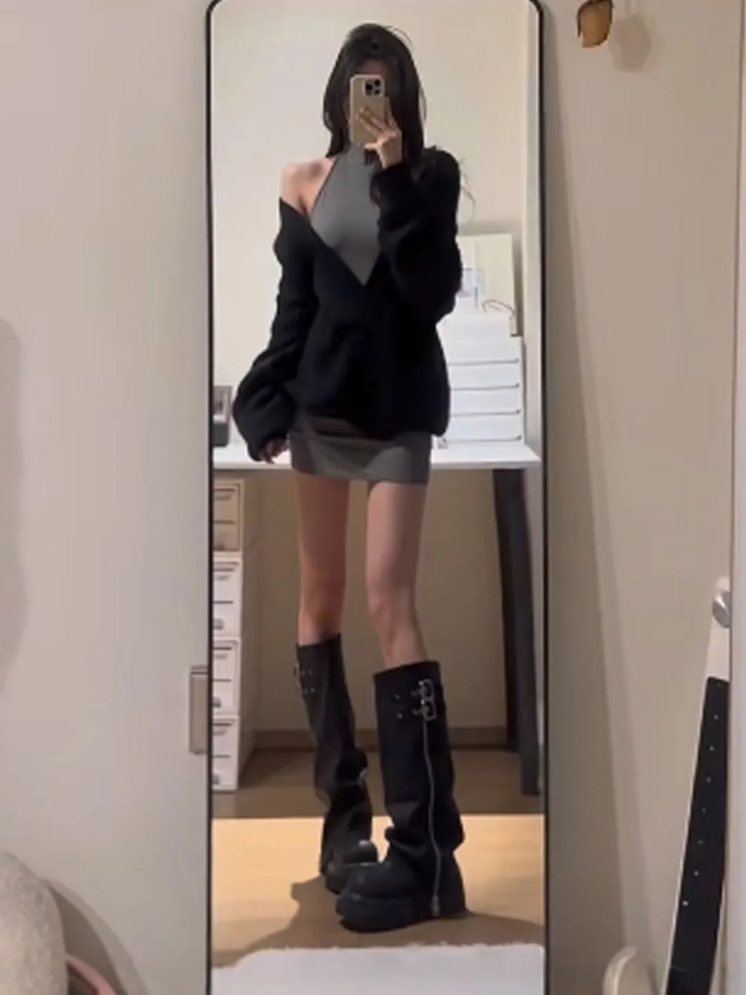 

Retro Soft Sle Beautiful Bla Sweater Vest Dr Two-Piece Set Whole OOTD Spring 2025 Faion Comfortable High Waist ort...