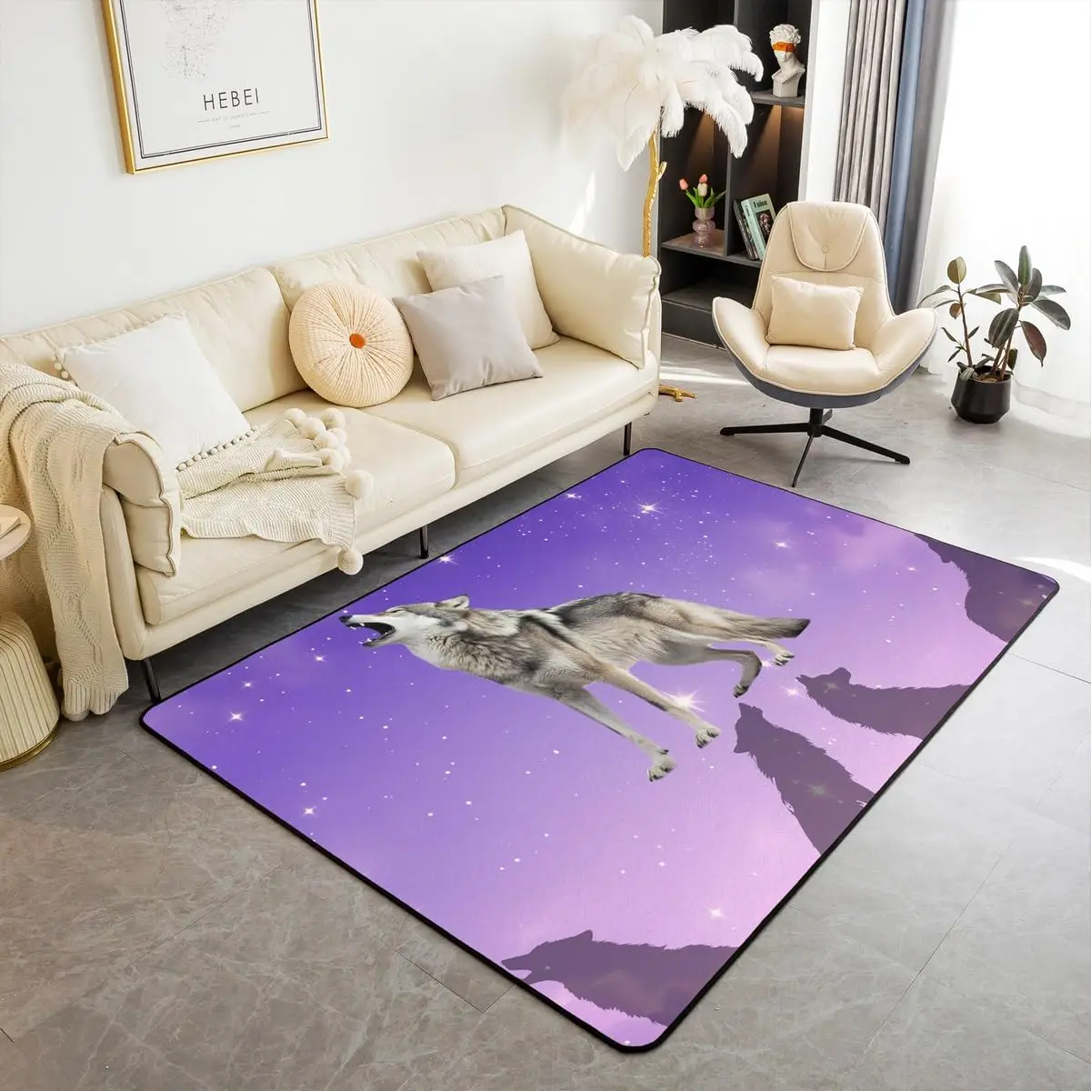 3D Wolf Carpet Wild Animal Area Rug for Living Room Bathroom Bedroom Hunting Animal Doormat Woodland Wildlife Indoor Floor Mat