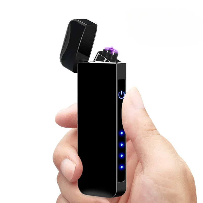 2025 Best-selling Long Mini Fireless Rechargeable Lighter Fingerprint Sensor Power Display Arc Pulse Men's Cigarette Lighter - Detail 1