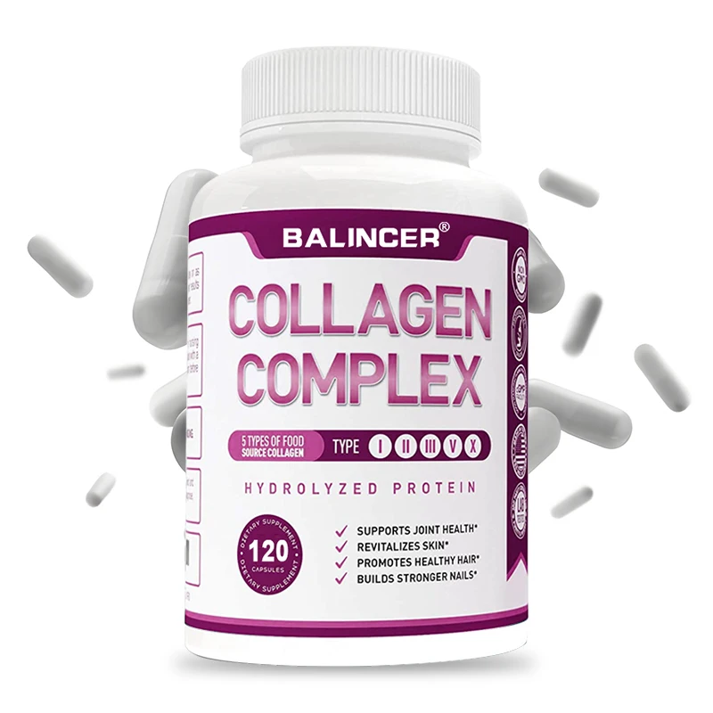 Vital Collagen for Men and Women - Types I, II, III, V, X Complex Capsules - Grass Fed - Healthy Joints, Skin, Hair, Nails