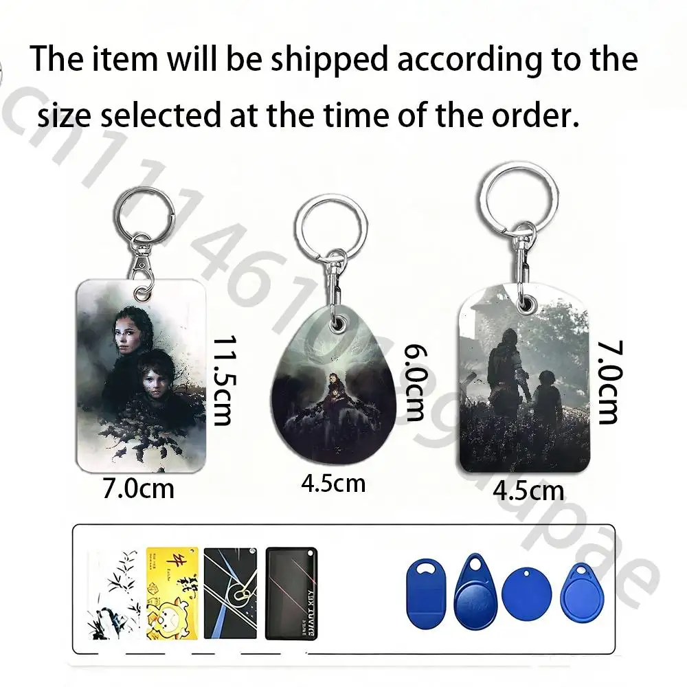 A-A P-Plague Tale R-Resonance Protective Printed Leather Card Case Metal Keychain Accessory