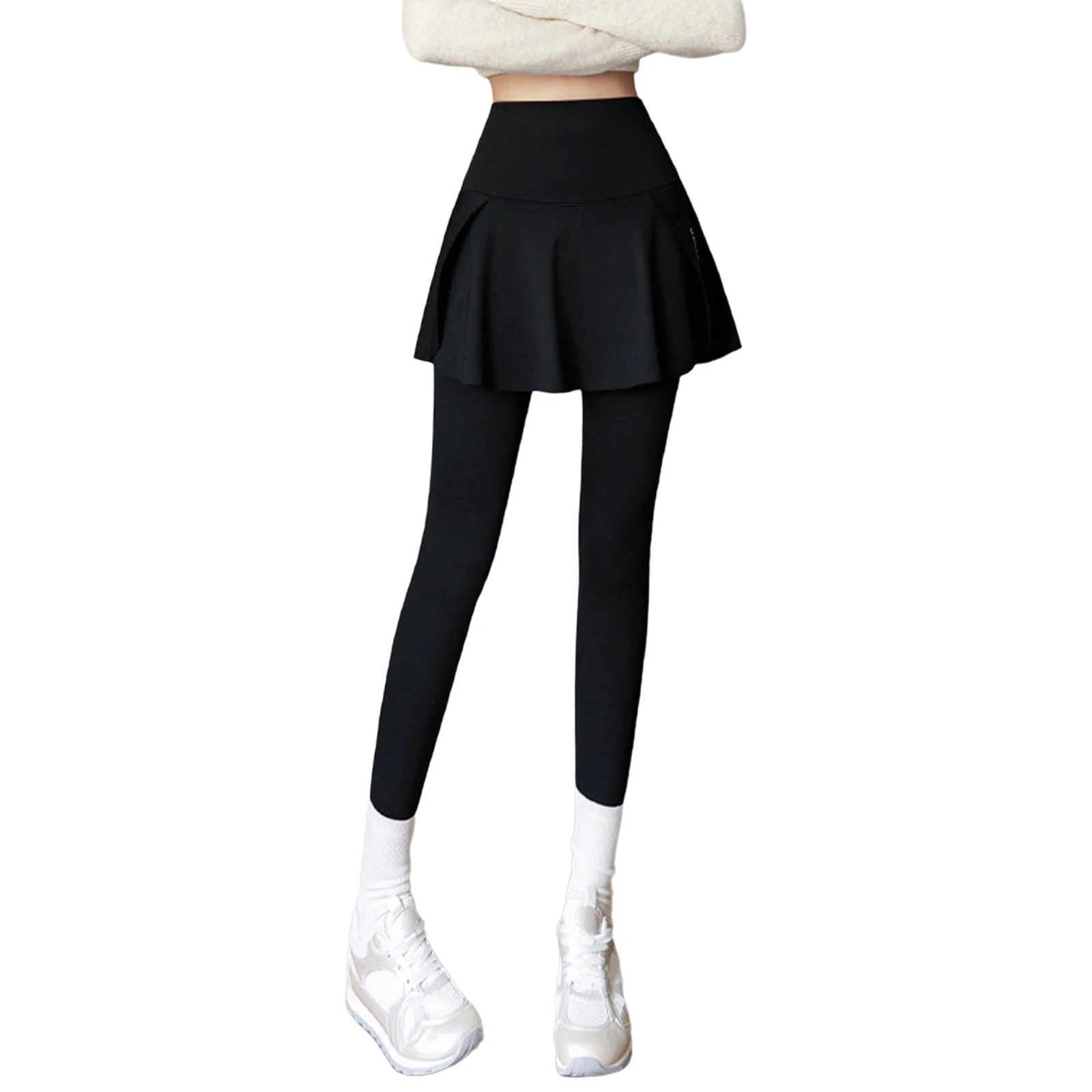 Women Split Pantskirt High Waist Elastic Waist Athletic Skirted Leggings for Tennis Yoga Sports Running Hiking Cycling Workout