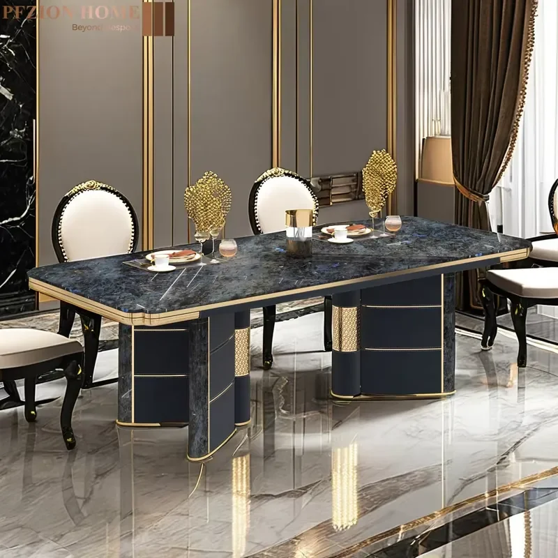 #Modern Italian Style Rectangular Wooden Dining Table Chair Combination Light Original New Design Dining Table