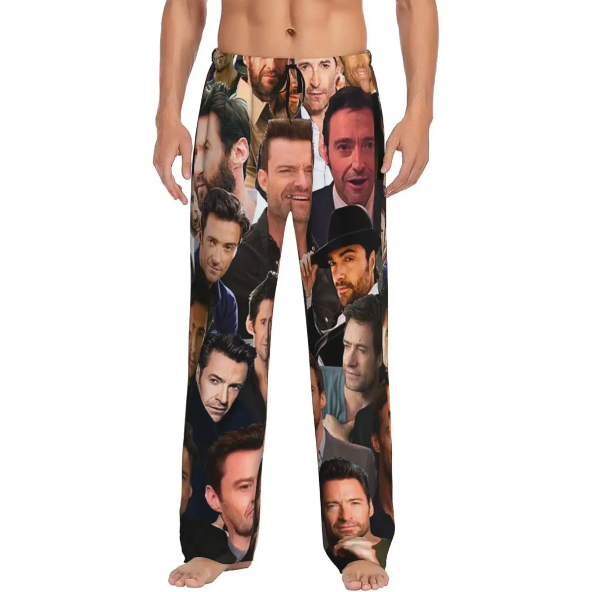 

Пижамные штаны Hugh Jackman с фотоколлажем на заказ, мужская одежда для сна, штаны для сна с карманами