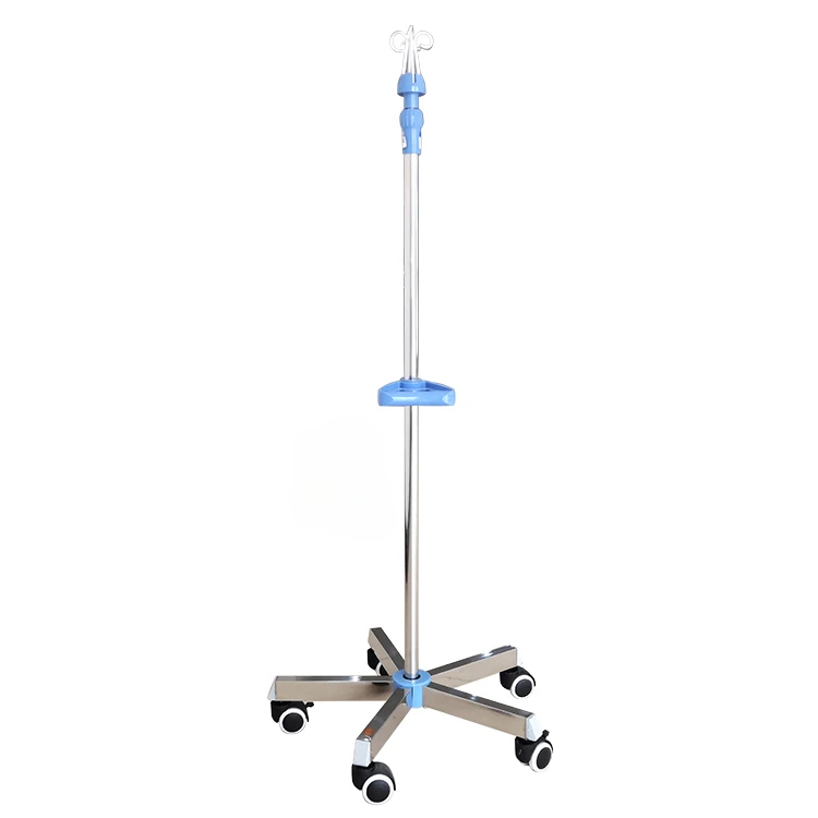 

Portable Medical Stand Rack Height Adjustable Stainless Iv Pole with Solid Metal Base