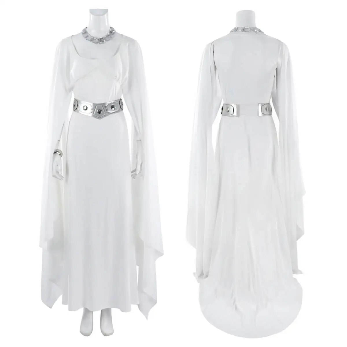 Princess Leia Cosplay Costume Star Women's Movie Wars A New Hope Halloween Fancy Dress White Robe Gown Belt Party Comic-con Gift - view 2