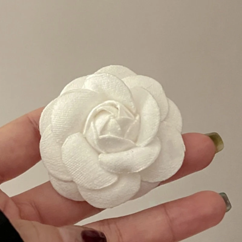 652F Hoa Camellia Lapel Pin Áo Sơ Jeans Túi Vintage Hoa Trà Pháp Cho Bé Gái