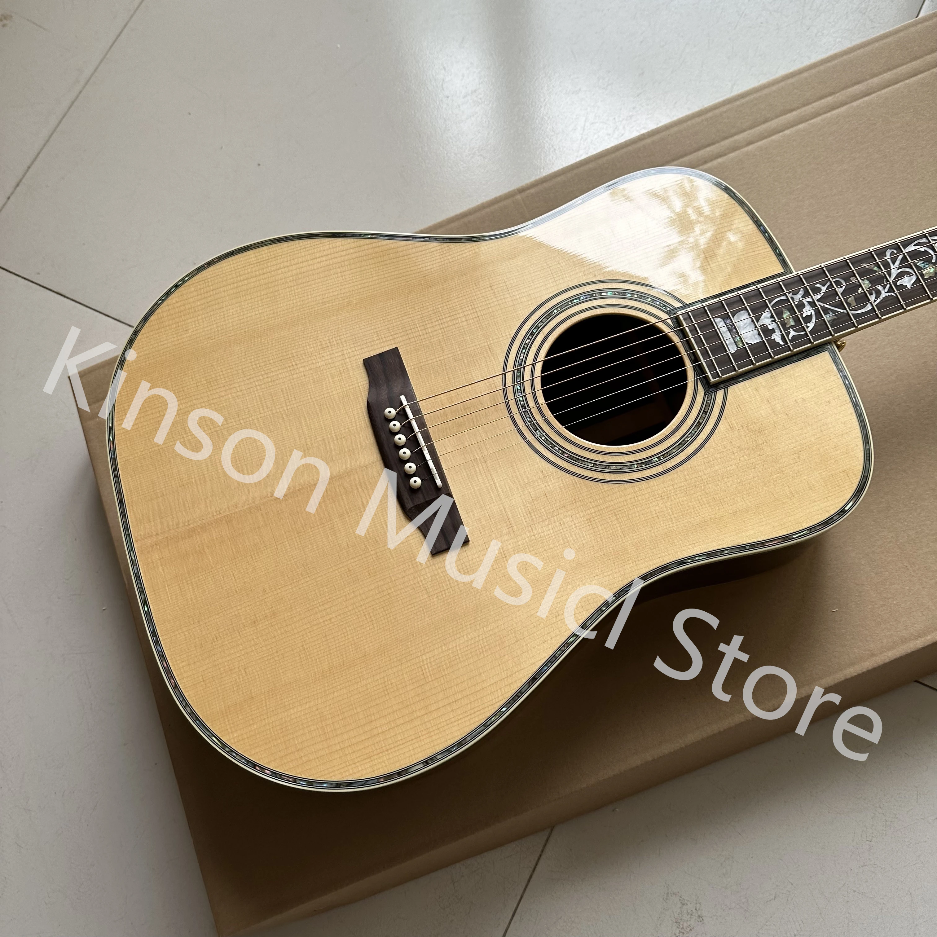 

41 Inches G-D45 Spruce Acoustic Electric Guitarra,Abalone Inlays