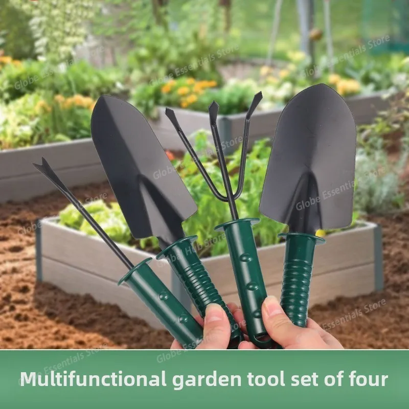 4pcs Mini Shovel Rake Spade DIY Gardening Tools Set Flower Weeding Bonsai Tools Plastic Handle Handmade for Garden Supplies