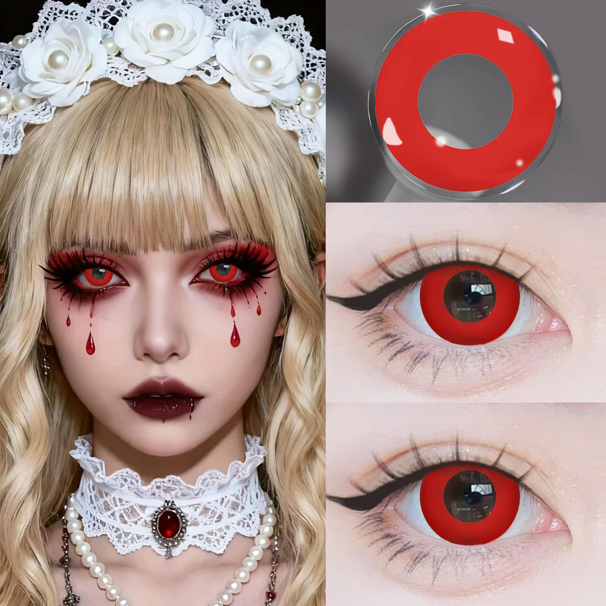 VISUASHOW Blink Block farbige Kontaktlinsen, 14,0 mm, Anime-Cosplay-Linse für Kostüm- und Themenparty-Make-up, kosmetische weiche Linsen – Detail 8