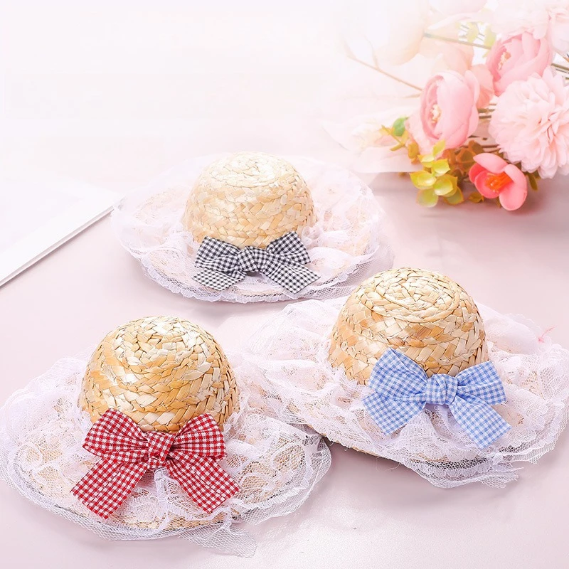 

Pet Hat Summer Cat Hat Sweet Straw Hat Sun Visor Hats Party Photo Shoot Props Decoration Cat Accessories Doll Decor Pet Product