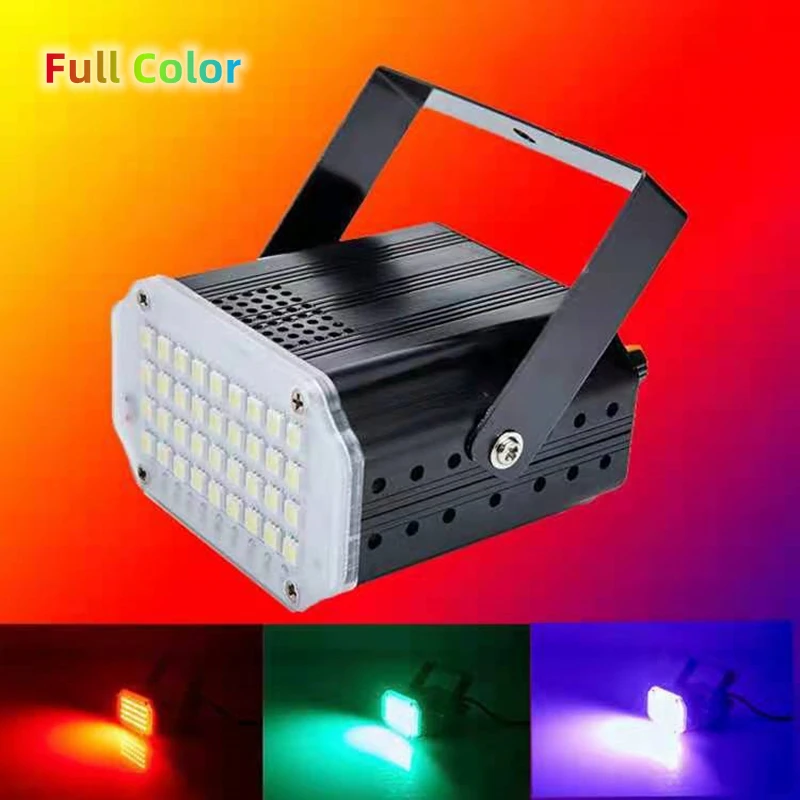 Branco ou RGB Full Color LED Strobe Light, controle remoto, som ativado Flash, DJ Light para Disco, Party Show, Clube, 36