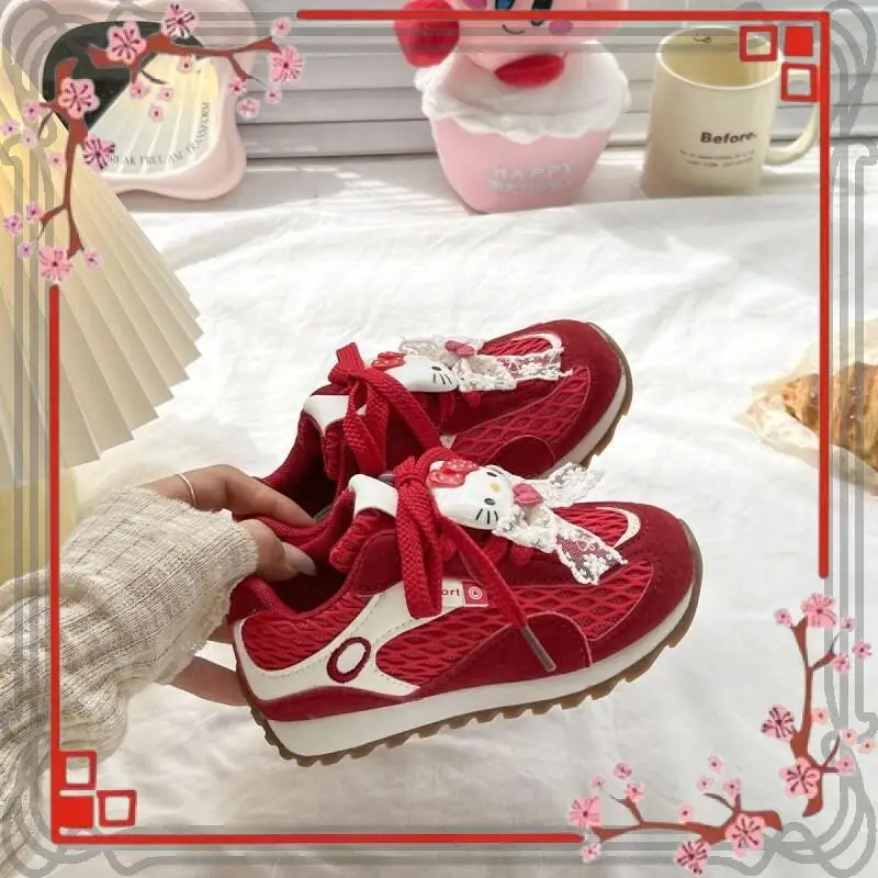 

Популярные детские кроссовки Sanrio Hello Kitty Kawaii, повседневные студенческие нескользящие износостойкие удобные осенние кроссовки в стиле аниме, тренировочная обувь