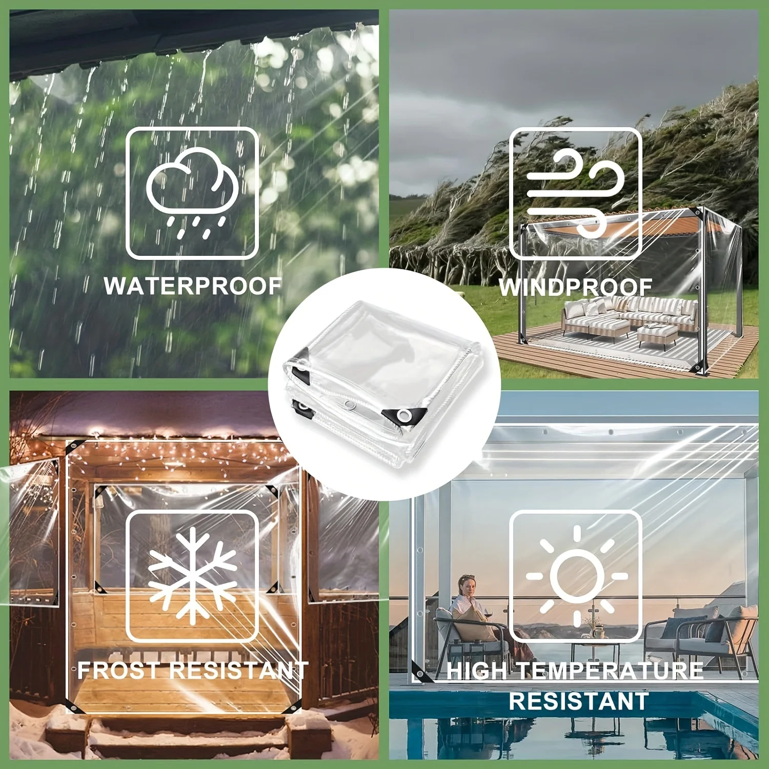 

Suitable for All Scenarios! Transparent Thickened Waterproof Tarpaulin, Outdoor Rainproof Cloth. 20 Mil Tear-Resistant Pvc Material