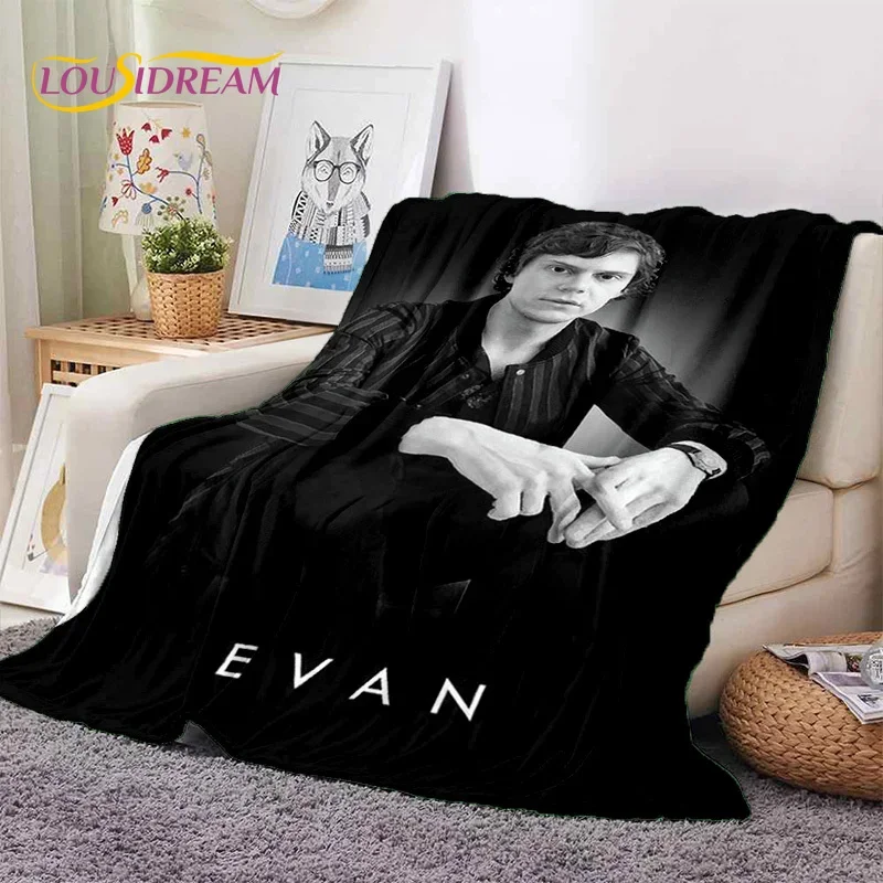 3D Cute Evan Peters TV Actor Soft Flannel Blanket for Beds Bedroom Sofa Picnic,Throw Blanket for Cover Outdoor Leisure Gift kids