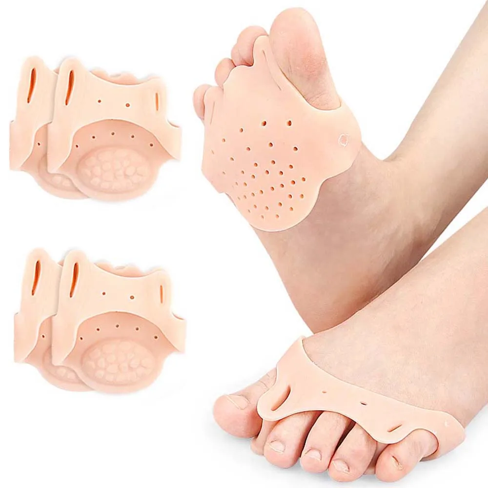 Thumb Valgus Adjuster Toe Separators Pads Half Yard Insoles Toe Orthotics Brace Forefoot Pads Double Hole Shock Absorption