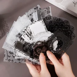 100 Sheets Black Night Lace Series Handbook Gift Box for Material Decorative Diy Scrapbooking Sticker Label Craft Stationery