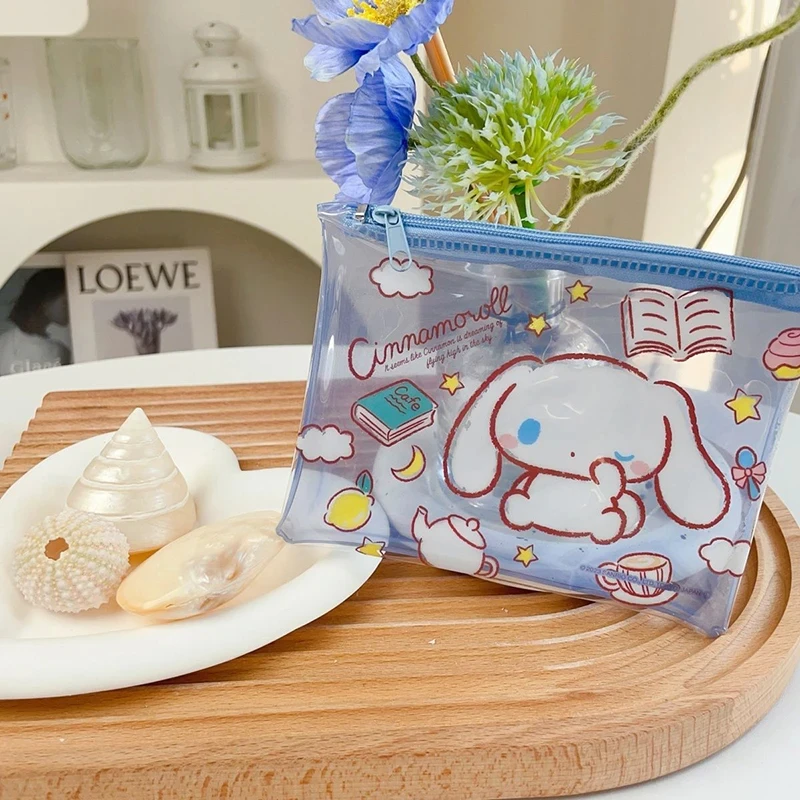 Sanrio Kuromi PVC Storage Bag Cinnamoroll Kawaii Anime Cartoon Card Jewelry Cosmetic Storage Bag Coin Purse Toys Girls Gifts