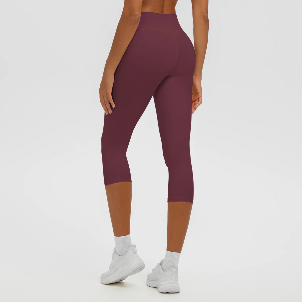 Damen-Yoga-Hosen in mittlerer Länge, einfarbig, mit hoher Dehnbarkeit, Damen-Leggings, Capri-Hosen, für Sommer, Sport, Fitnessstudio, Outdoor-Aktivitäten, Laufen, Damen-Hosen. – Detail 15