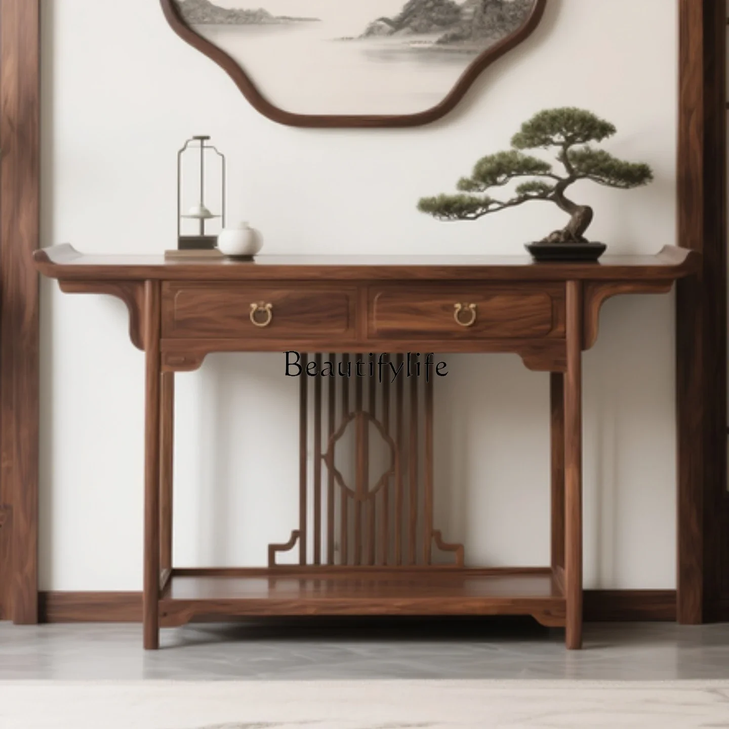 

LJYNew Chinese-style North American black walnut porch table, middle hall desk, living room against the wall