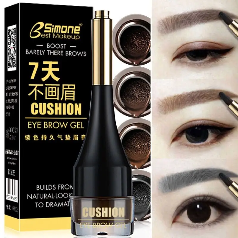 Air-cushion Eyebrow Cream Long-lasting Waterproof Brow Enhancers with Brush Quick Drying 4color 3D Natural Eyebrows Gel Cosmetic