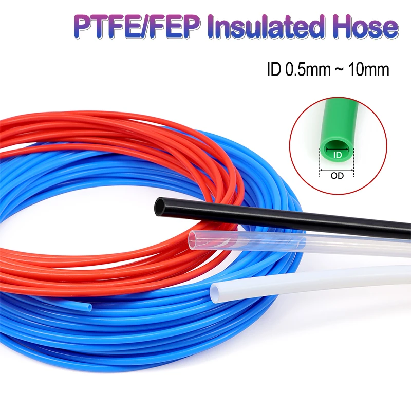 3/10M PTFE FEP Tube 3D Printer Accessories 600V 3KV ID 1 2 2.5 3 4 5 6 7 8 10mm High Temperature F46 Insulated Hard Rigid Pipe