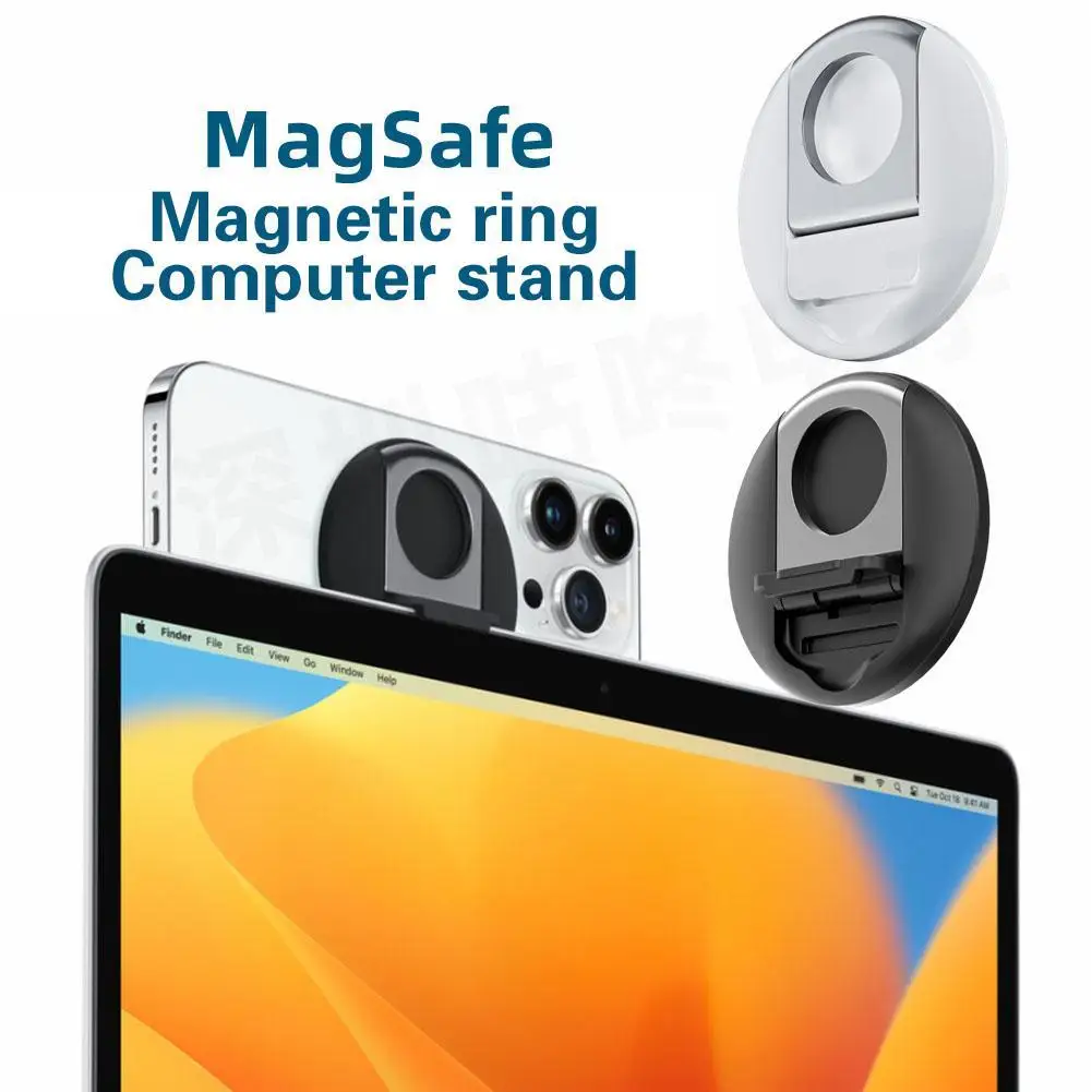 

Magnetic Mobile Phone Holder For MacBook For MagSafe IPhone 14 13 12 Continuity Camera Mount Round Support Kickstand