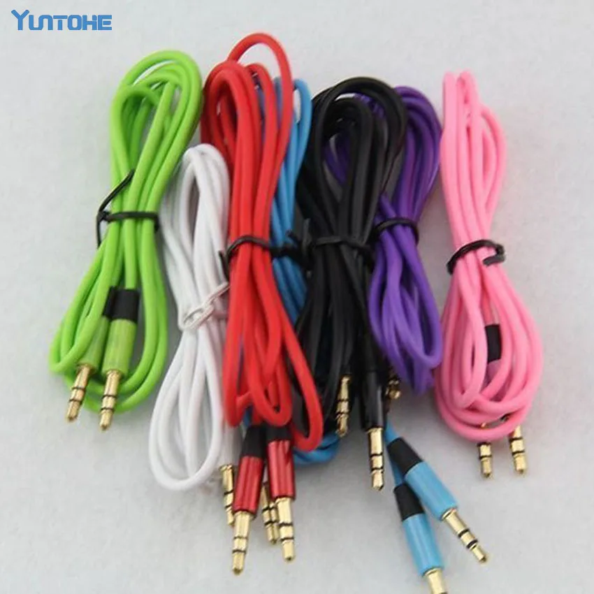 500pcs/lot Colorful 3.5mm Audio Cable Cord 1.2m Car Aux Extension Replacement Male To Male Adapter for Iphone,mp3 Speaker Car