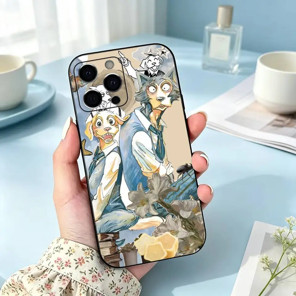 Funda artística de anime B-BEASTARS para iPhone 17,16,15,14,13,12,11 Plus,Pro Max,XS, cubierta de silicona suave negra 3