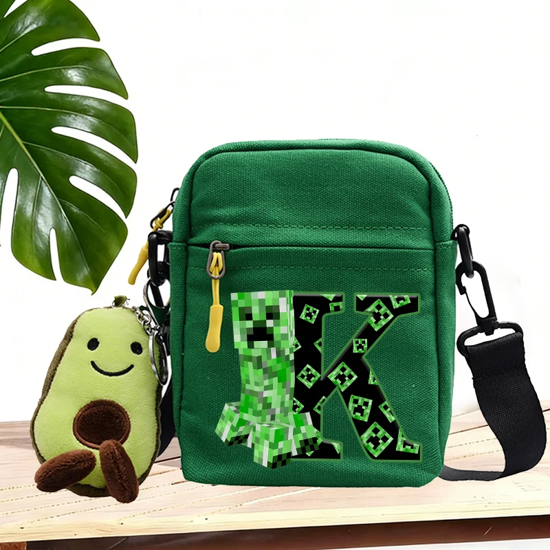 

Minecrafted Canvas Crossbody Bag Boy Girl Trend Shoulder Handbag Korean Solid Color Student Phone Bag Simple Shopper Bags Purse