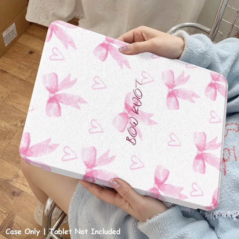 360° Rotating Stand Case for iPad 5/6th 7/8/9th Gen Air3 Pro 11 Clear Acrylic Pink Frame Auto Sleep Pencil Holder Slim Cover