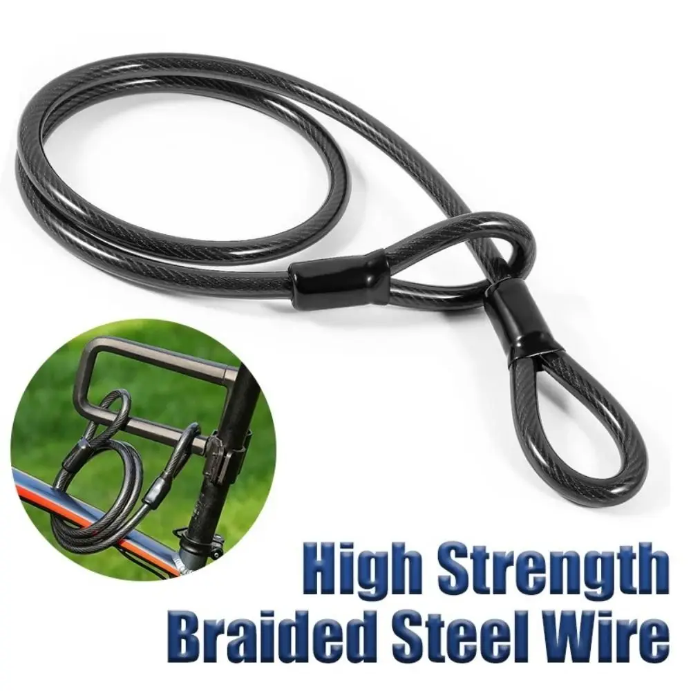 Double Loop End Bicycle Safety Cable Heavy-Duty Anti-theft Strong Steel Cable Lock Cut-Resistant Triple Braided