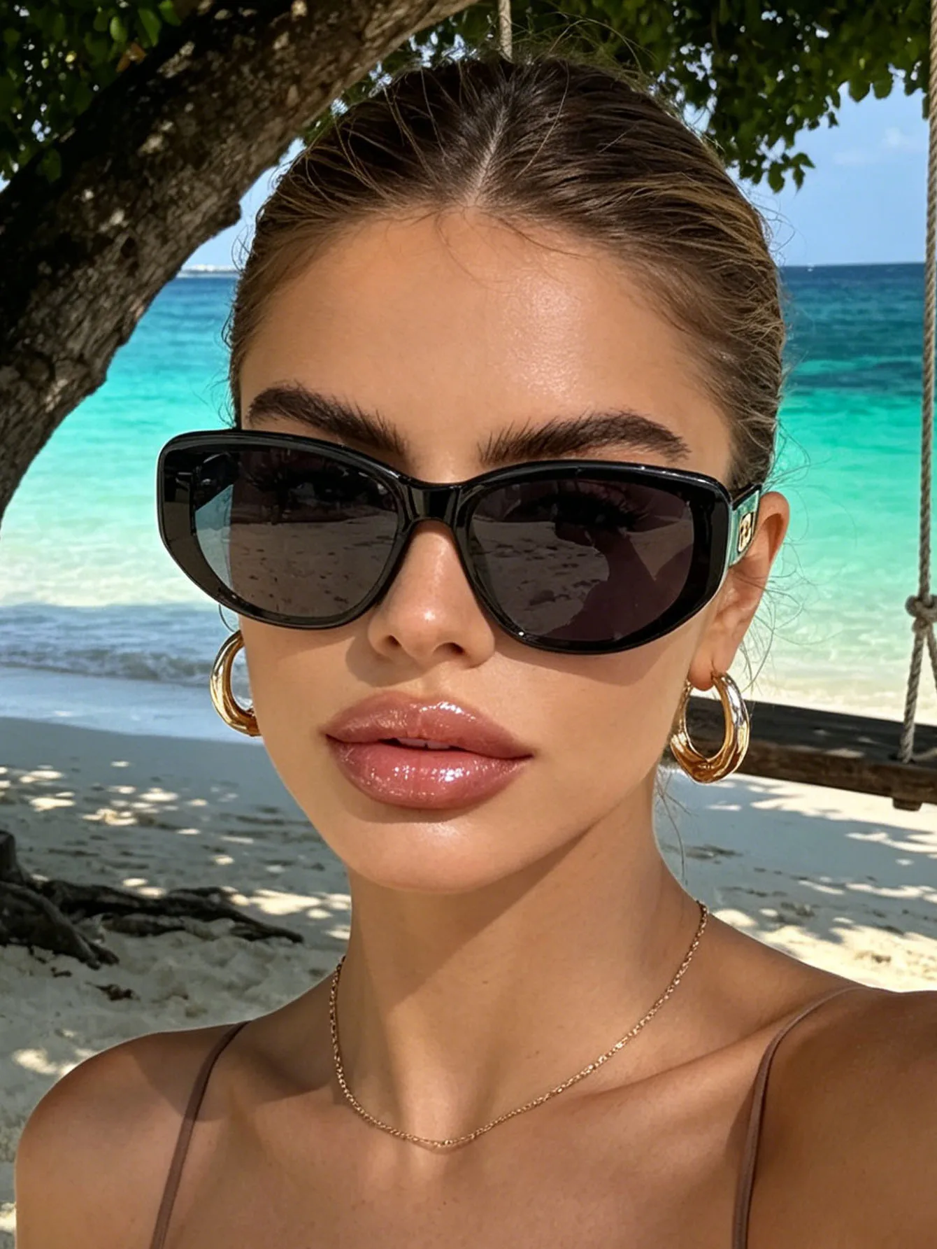 1 Stück hochwertige, coole schwarze Cat-Eye-Sonnenbrille für Damen, UV-Schutz, modisch, schlank machend und vielseitig