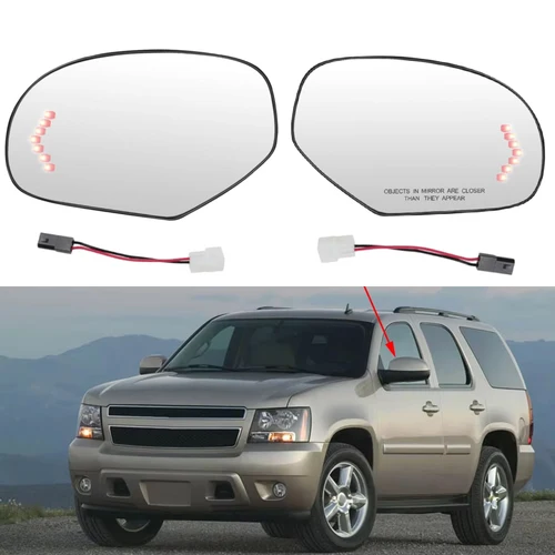 Lente de cristal para espejo retrovisor lateral calefactable con señal de giro para Cadillac Escalade Chevrolet Avalanche Silverado Suburban 2007-2014