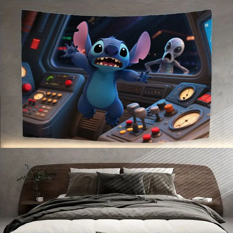 Tapiz de alienígena de punto de dibujos animados, arte de pared colorido, decoración del hogar, sala de estar, dormitorio, regalo para fanáticos de la animación de Disney, 1 ud.