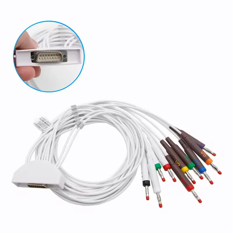 

Compatible With Midmark Electrocardiograma AHA Banana 3.0 DB15 Pin 10 Leads Medical Leadwire ECG Patient Cable