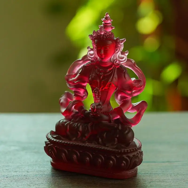 Glass Longevity Ornament Infinite Life Tathagata Tibetan Tantric Buddha Statue Desktop