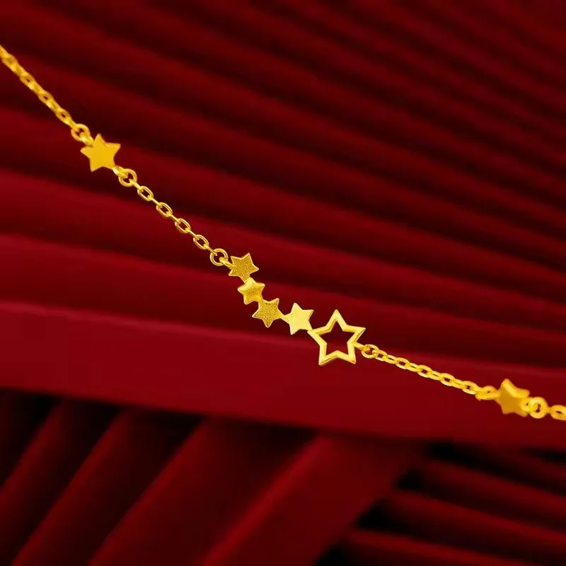 

24K Gold AU999 Starry Chain | Hollow nebula pendant with micro - diamonds, ultra - thin snake chain, gentle & elegant