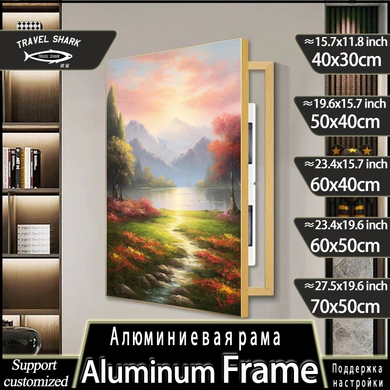 Fashionable Modern Landscape Electric Meter Box Mural Decoration Poster Indoor Hanging Decoration with Metal Frame Punching Free
