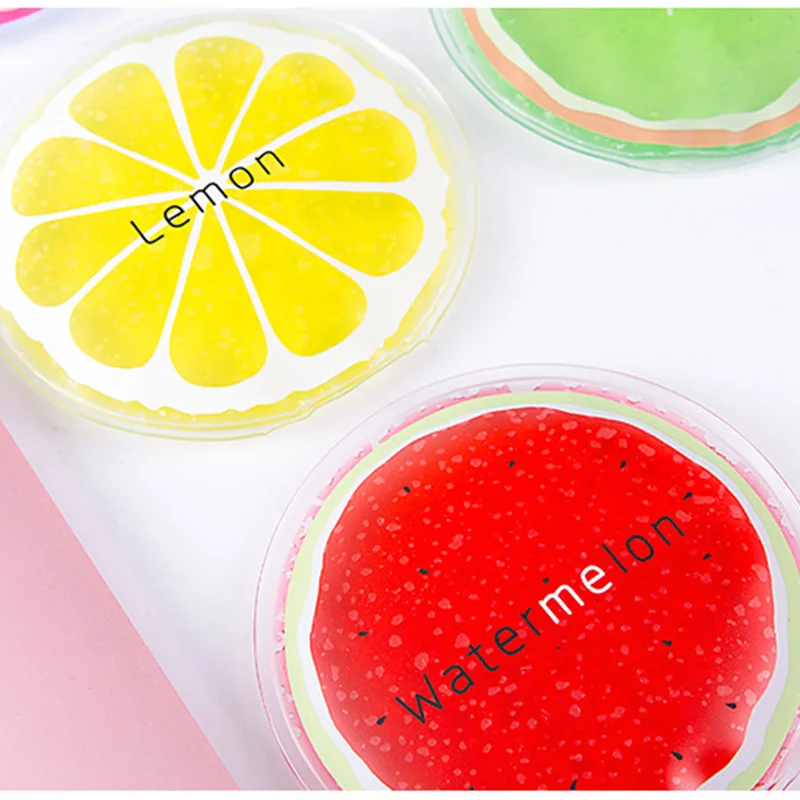 3pcs Round Colourful Iced Packs Cooler Bags Fruit Design Cold Fresh Food Drink Durable Multifunctional Cooler Bags Food Drink