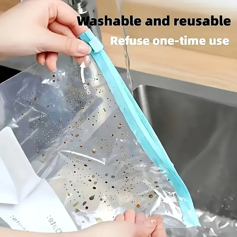 45Pcs Reusable Fridge Food Storage Bag Set 3 Sizes Zipper Sealed Sorting Fresh Fruits Grains Vegetables Meat Kitchen Storage
