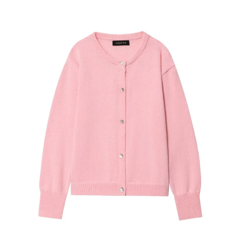 

Autumn Solid Color O-neck Long Sleeve Single Breasted Knitted Cardigan Women Versatile Sweater Tops Female Casual Wear 2025 New