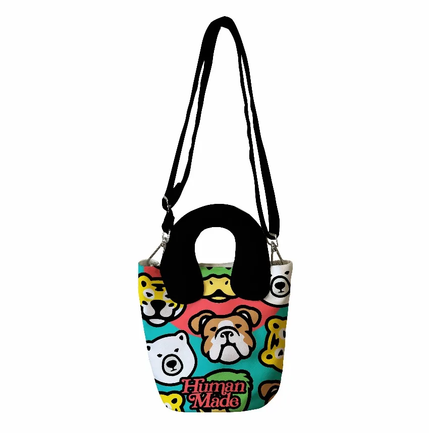 2026 HUMAN MADE Unisex Animal Print Polar Bear Duck Tiger Canvas Eco Casual Durable Crossbody Tote Bag